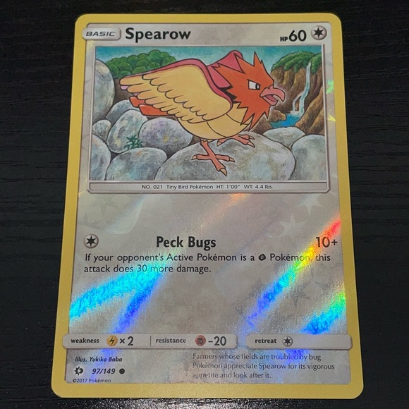2017 POKEMON HOLO SPEAROW Sun & Moon Card 97/149 - Picture 2 of 3
